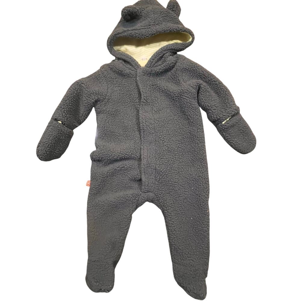 Magnificent Baby 6M Gray Fleece‎ Bear Bunting Suit Hooded Cozy Winter One Piece